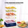 Сушилка для пищевых продуктов с 5 лотками, регулируемая по высоте, с цифровым таймером и контролем температуры для овощей, фруктов, мяса, говядины, вяленого мяса