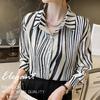 2025 French Striped Long-Sleeve Loose Shirt: Fashionable & Versatile Design