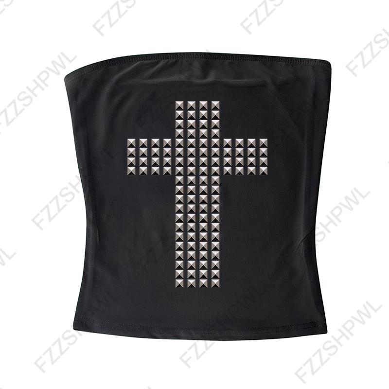 VAYLA Готическая Панк Рок Хип Хоп Женская Футболка с Коротким Рукавом Сексуальная Приталенная Шикарная Повседневная Базовая Металлический Декор Кроп-топы Y2K Эмо Одежда для Девушек