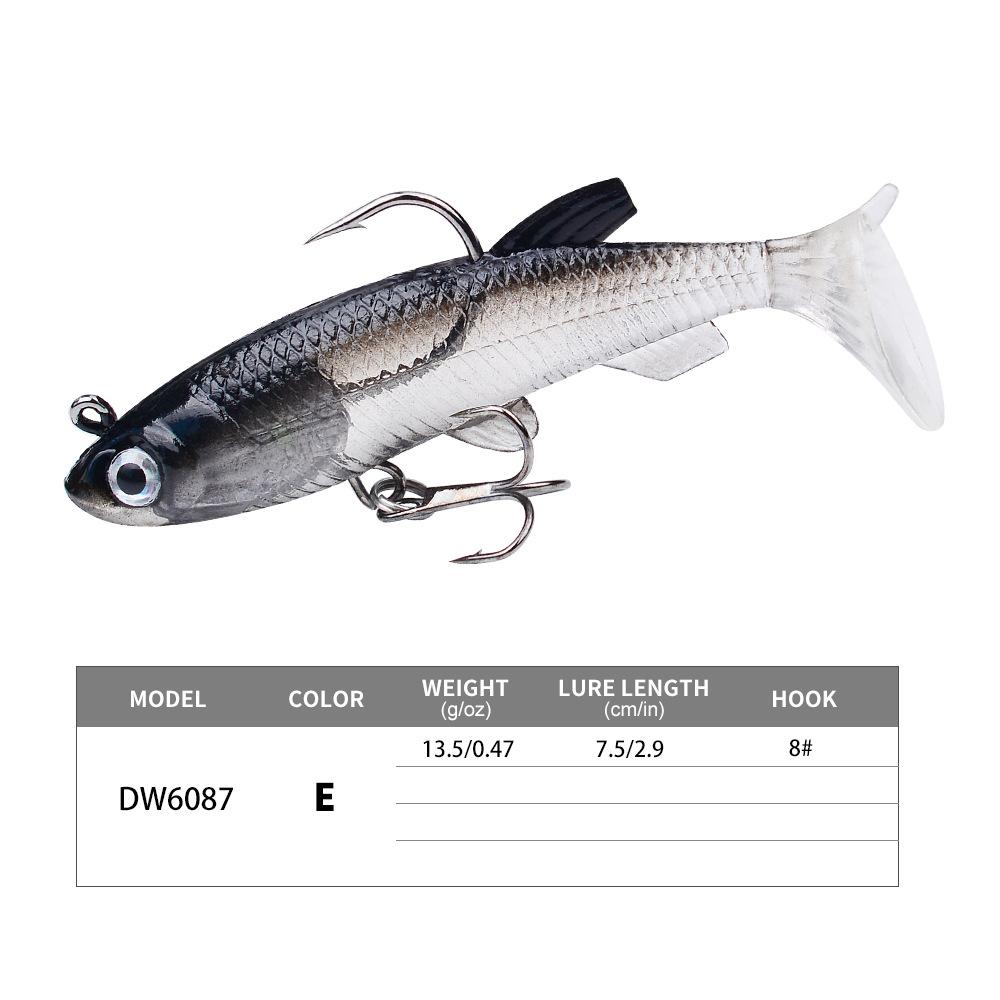 Упаковка приманки Lead Fish 7.5cm 13.5g Lead Head Soft Bait Sea Bass Boat Fishing Biomimetic False Bait T-tail Soft Bait