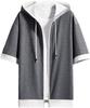Summer Short Loose Large Zip Big Layered [foveitaa] Men's Clothes, Hoodie, T-shirt, Sleeve, 5/8 Sleeve, Fit, Stylish, Size, Up, Simple, Fashionable,