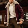Men's Thickened Long Sleeves Coat Faux Leather Fleece  Jacket Outerwear
