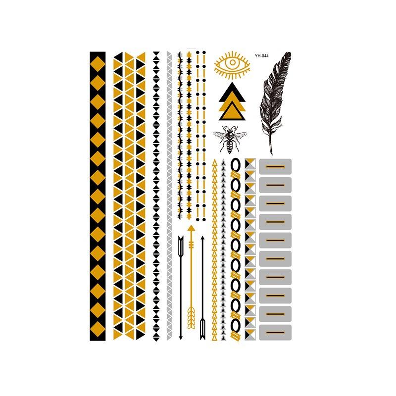 Yh ретро большая бронзовая татуировка наклейка водонепроницаемая татуировка наклейка Amazon набор горячая серебристая цветная печать наклейка