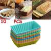 10Pcs/Set Silicone Cake Rectangular Moulds Cup Jelly Chocolate Soap Mold Household Kitchen Baking Dessert Mould Color Random
