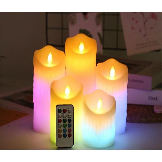USB-перезаряжаемая столбиковая RGB-свеча Парафиновый воск Танцующий фитиль с 18-клавишным разноцветным пультом для домашней вечеринки, украшение стола