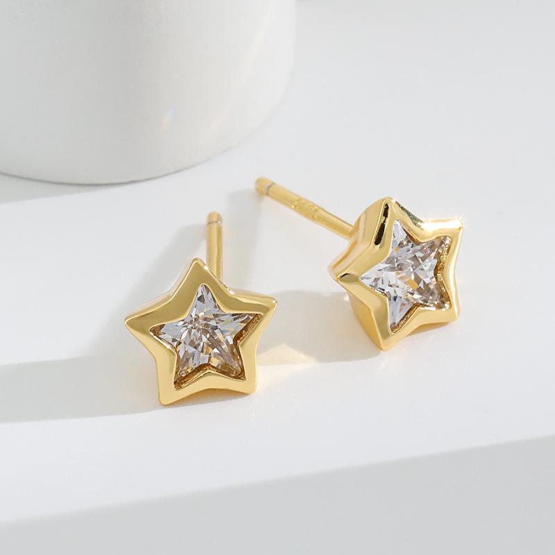 Гипоаллергенные серьги Palace Baroque Rose Gold с пятиконечной звездой в виде цветка метеора