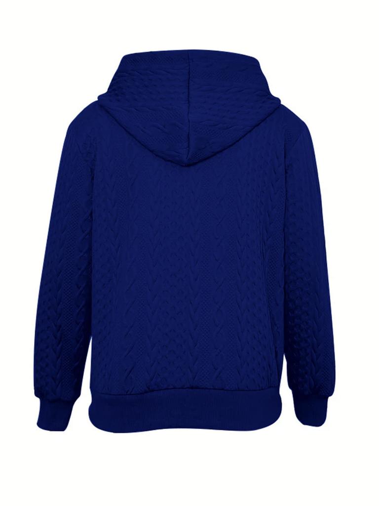 2025 Women's Solid Color Long Sleeve Knitted Hooded Zip-Up Jacket