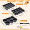 3Pcs Silicone Hamburger Bun Mold with Spatula and Brush 4/6/9 Cup Hamburger Bun Pan Baguette Pan for Baking Sandwich Tray