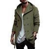 Men Windbreaker Coat Hooded Long Sleeve Solid Color Double-Breasted Jacket with Pockets Autumn Winter Outerwear