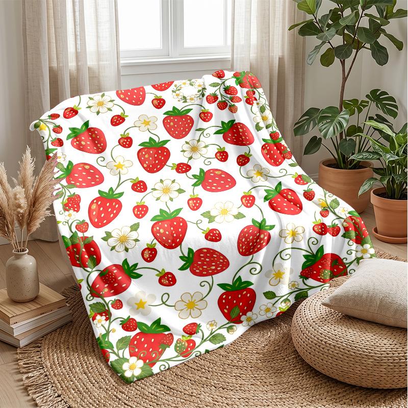 Strawberry Fantasy Garden Theme blanket Lightweight Warm Flannel Blanket Decorative Throw Blanket for Home Decoration