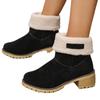 Осень и зима новая круглая голова ботинки Мартина женские рукава носить два флиса теплые зимние ботинки короткий толстый каблук высокий каблук короткие ботинки