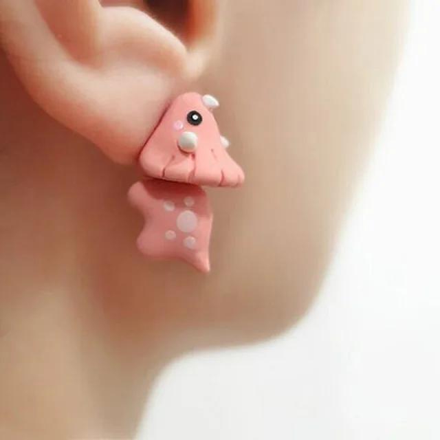 Серьги-гвоздики с мультяшными животными, женские серьги-гвоздики с милой акулой, динозавром, открытая мышь, серьги-гвоздики для пирсинга из смолы, забавные украшения для девочек