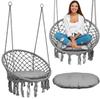 Hanging Garden Swing Chair BOHO Gray + Pillow