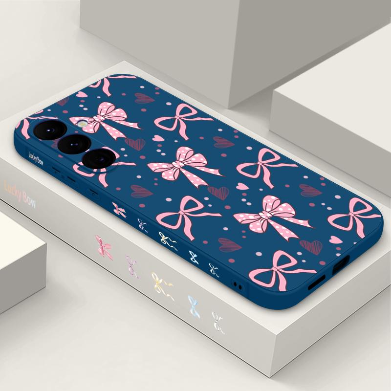 Чехол с принтом розовых бантиков для Samsung S26 S25 Ultra S24 S23 S22 Plus S21 FE A15 A16 A17 A35 A36 A54 A55 A56 5G Мягкий силиконовый чехол