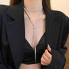 Серебряная двухслойная змеиная цепь с кисточкой, лариат, регулируемое колье-чокер для женщин