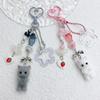 Cute Flocked Kitten Five-Pointed Star Cat Paw Love Keychain Mobile Phone Chain Anti-Lost Lanyard Pendant Earphone Camera Chain