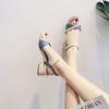 One Word with Sandals Fairy Style 2025 New Summer Women's Shoes Fashion Medium Heel Color Matching High Heel Thick Heel Shoes
