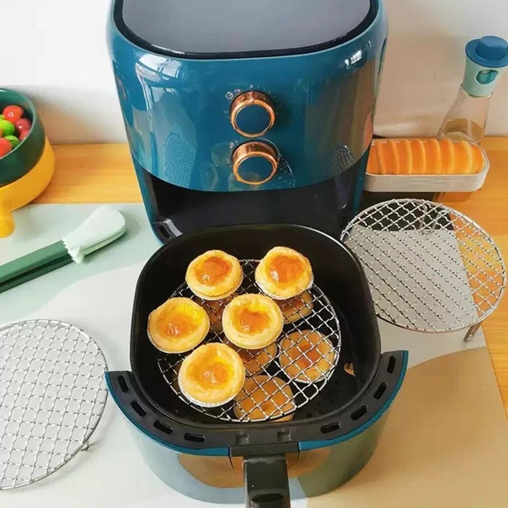 Round Air Fryer Rack Stainless Steel BBQ Net Steam Baking Rack  Home Kitchen Oven Steamer Cooker