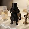 jijijing 3D Printed Gentleman Dachshund Figurine, Elegant Dog Sculpture Desktop Ornament, Solid Matte Black Art Statue for Home Office Decor Gift