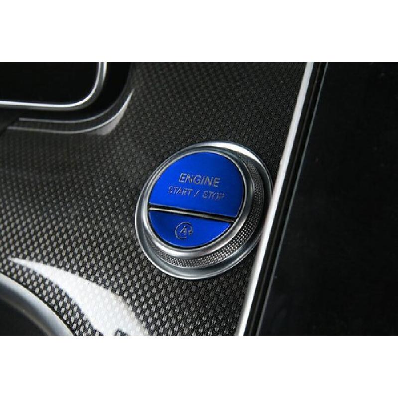 For Benz C-Class W206 - Blue Aluminum One-Button Start Switch Cover Trim
