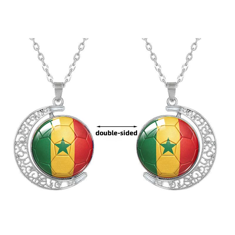 1Pc 2026 World Cup 48 Countries Flag Rotating Moon Necklace, Football Fan Support Pendant