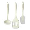 Kevnhaun 3-Piece Silicone Kitchen Utensil Set (Turner, Ladle, and Spatula) - White. Cleanly Scoops Away from Pans and Pots Without Scratching Them. He