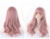 RyuuCos Lolita Long Plunging Pink Curly Light Wisteria Heat School Cultural Festival Wig, Hair, Curly, Bangs, Wig, Hair, Pink, Cosplay, Resistant,