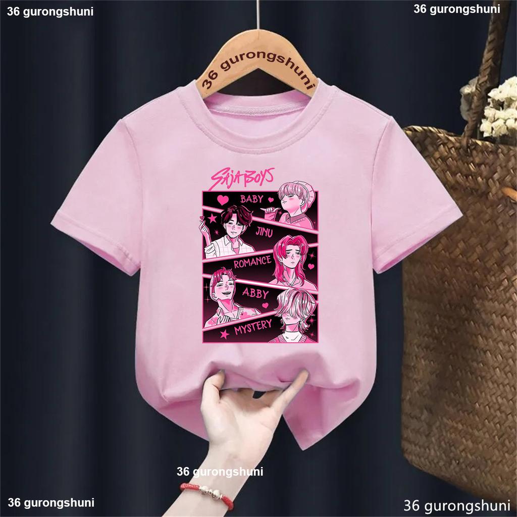 Новая детская футболка с мультяшным принтом, K-pop, Охотники на демонов Саджа, Крутая детская футболка, Топы Харадзюку, Короткий рукав, Детская одежда для девочек и мальчиков
