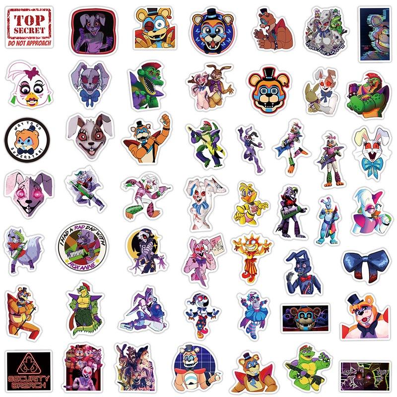 50 шт. Наклейки Fnaf Водонепроницаемые Клейкие Многоразовые Декор