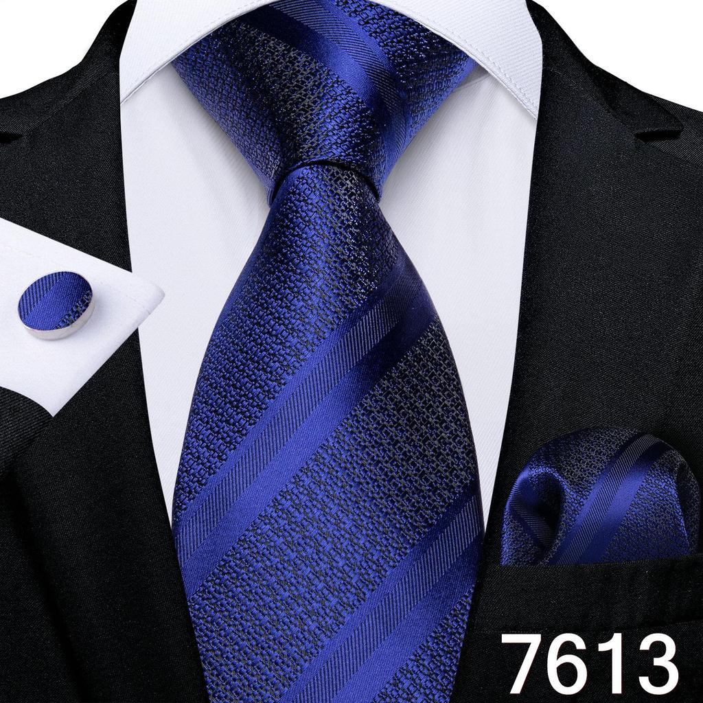 Мужской набор: Шёлковый галстук, карманный платок и запонки