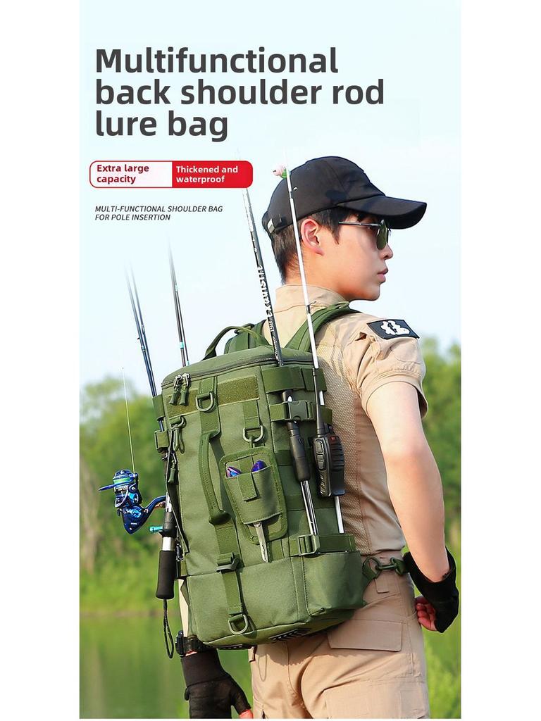 Водонепроницаемый многофункциональный рыболовный рюкзак Luya с вместительным отделением для сухого/мокрого хранения и креплением для ремня для снастей