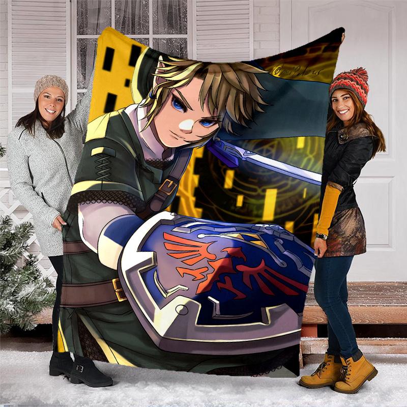 1pc Game Zelda Theme Blanket - Digital Print, Polyester, Cozy for All Seasons, Perfect for Outdoor, and Travel