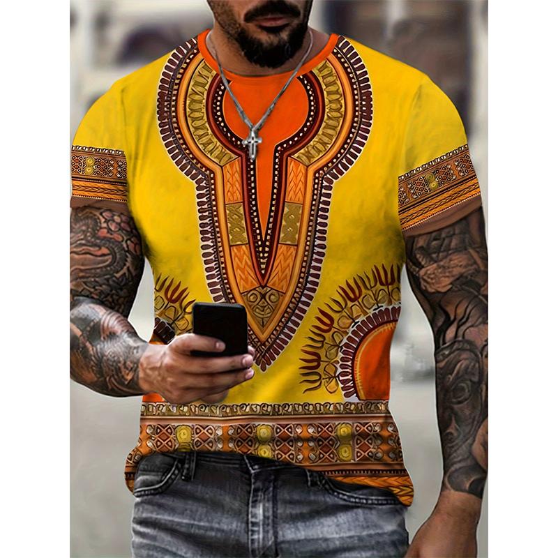 Tribal African Ethnic Style 3D Printed T-shirts, Men's and Women's Comic Short T-shirts