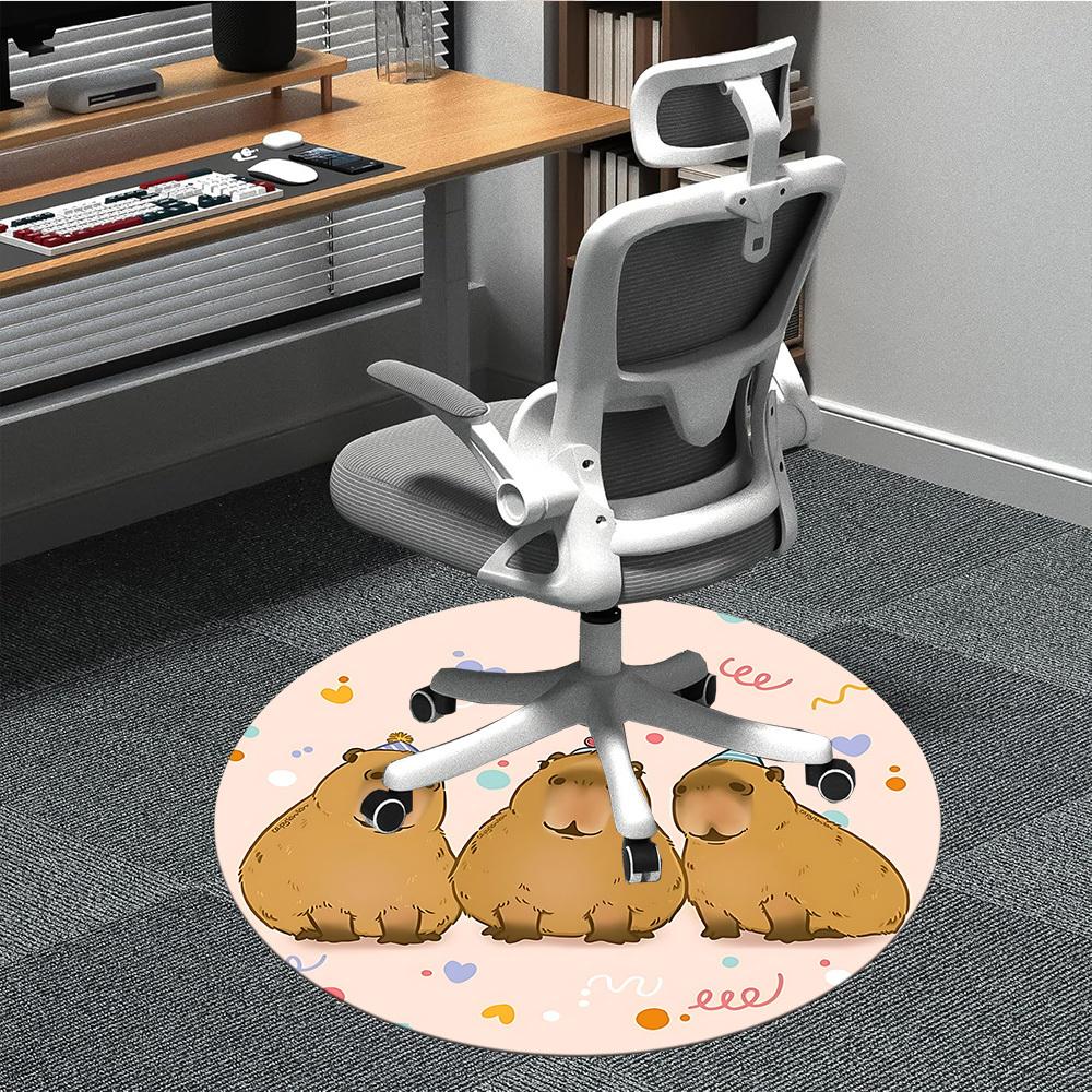 1pc Capybara PartyChair Carpet for Office, Indoor Non-Slip Washable Polyester Fiber Carpet, Mat For Office, Machine Washable