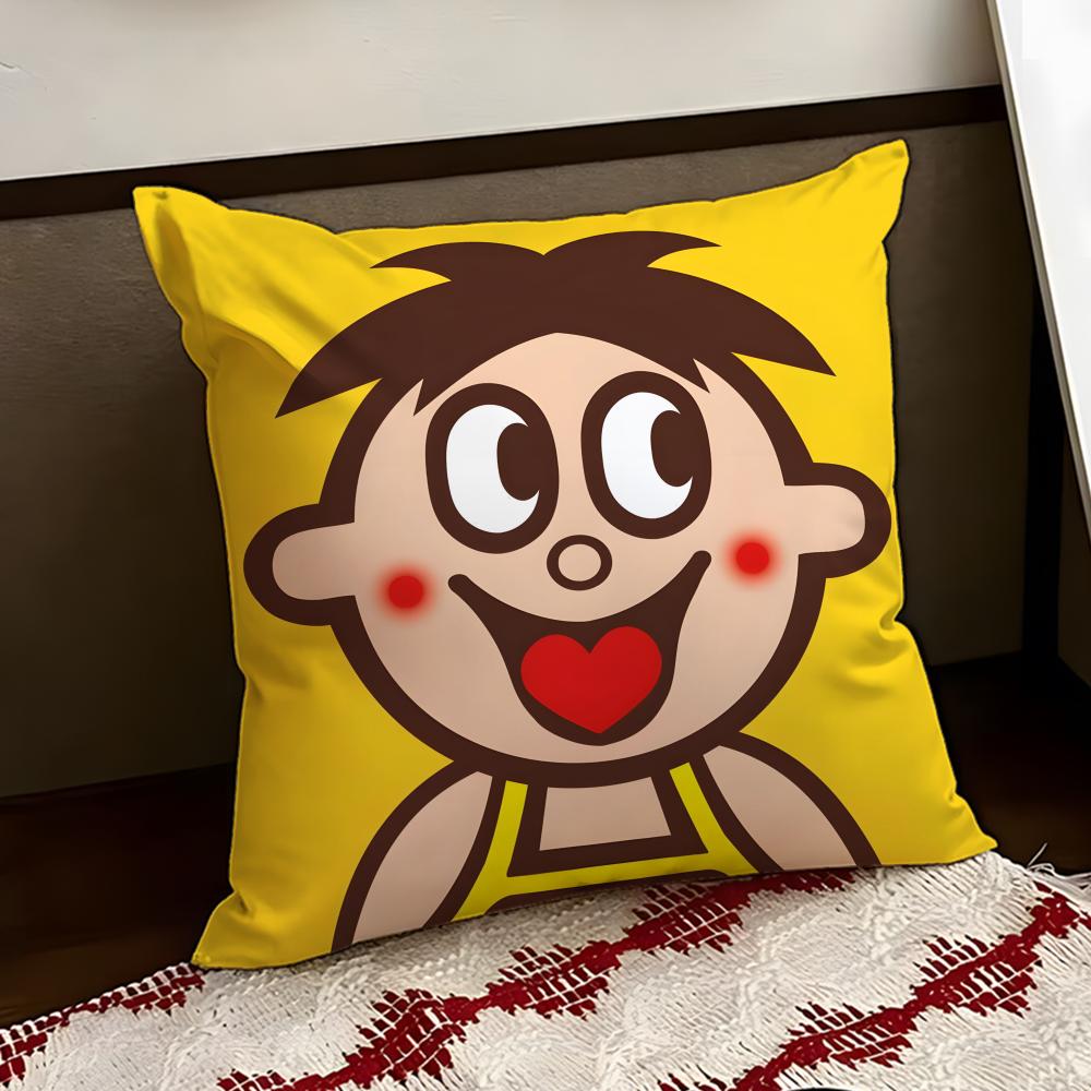 cartoon WWangzai Cushion Cover Reversible Soft Durable Pillow Cover Home Car MultiScene Use for Daily Comfort