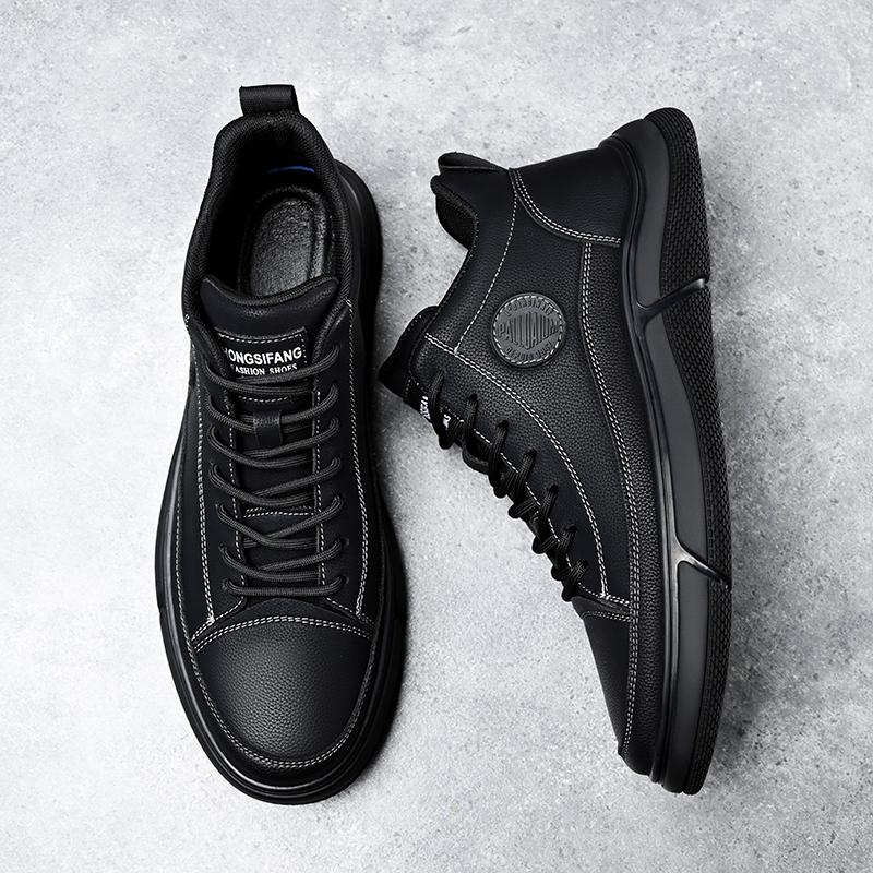 Осень-зима Новые мужские туфли средней высоты Массажная подошва Спортивная обувь Мягкая мужская спортивная обувь Универсальные Оксфордские туфли Бесплатная доставка