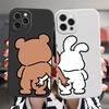 Милая пара Кролик и Медведь Парный Чехол для Телефона Для iPhone 16 14 13 12 11 15 Pro Max Plus Mini SE3 XR Мягкий Чехол для Влюбленных Fundas Coques