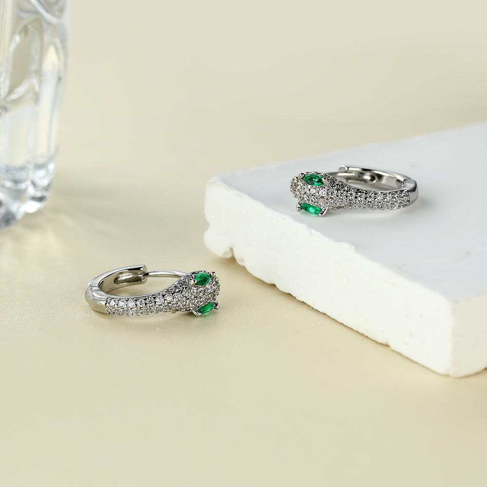 Модные и креативные сережки в форме змеи с зеленым цирконием, пряжки для ушей для мужчин и женщин, новые ювелирные изделия с пряжкой для ушей