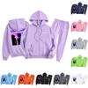 Детская мода Толстовка с капюшоном на молнии с длинными рукавами и спортивные штаны Однотонный комплект толстовки с карманами