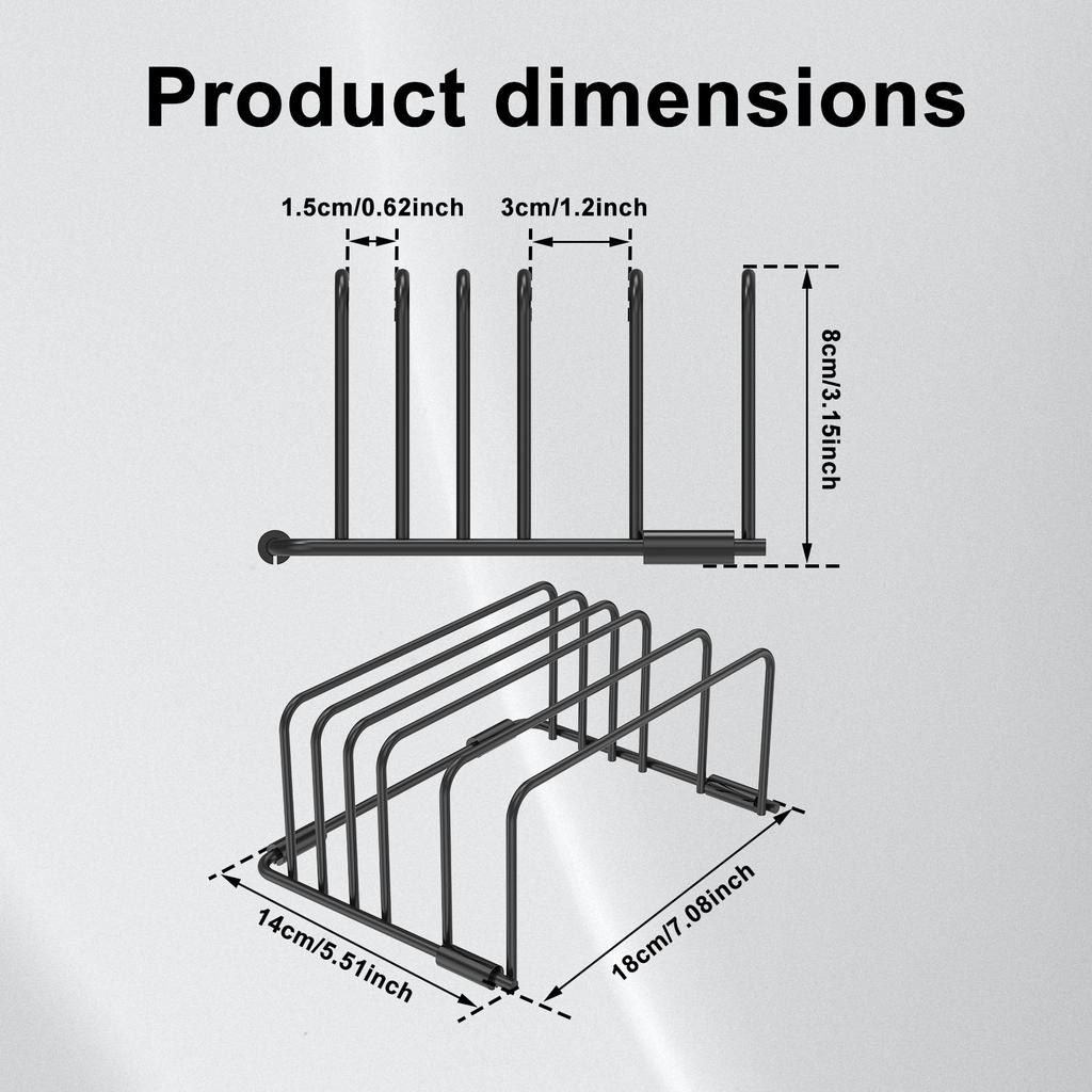 2 шт. Органайзер-подставка для разделочных досок с 5 слотами, кухонная железная подставка, подставка для крышек кастрюль, противней, кухонной утвари