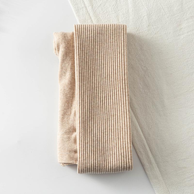 Женские леггинсы в рубчик с полосками - Белые хлопковые колготки до щиколотки для весны и осени.