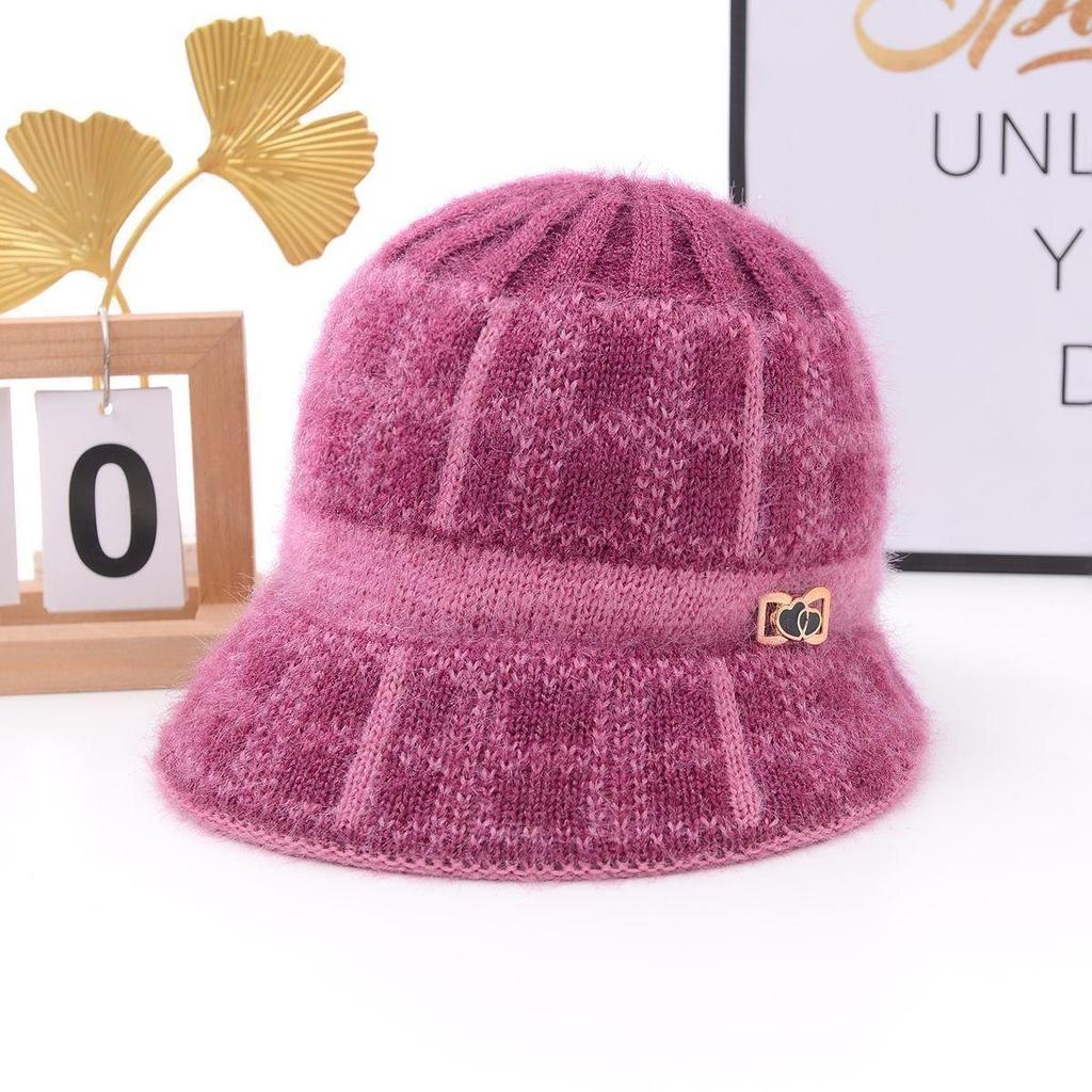 Зимняя вязаная шляпа-панама на флисовой подкладке для пожилых женщин