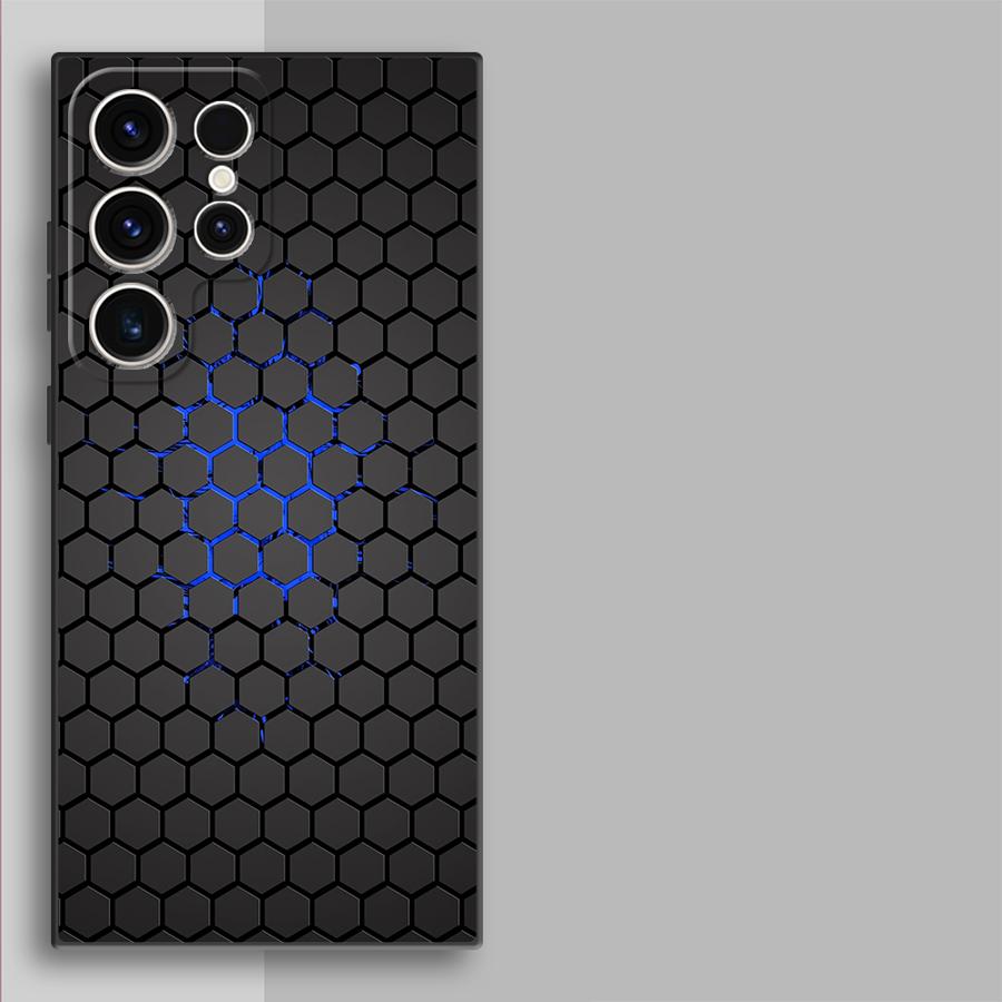Геометрический чехол-накладка из углеродного волокна для телефона Samsung Galaxy S26 S21 FE S10 S9 S20 S23 S25 Ultra S24 Plus Note 20 Ultra 8 9