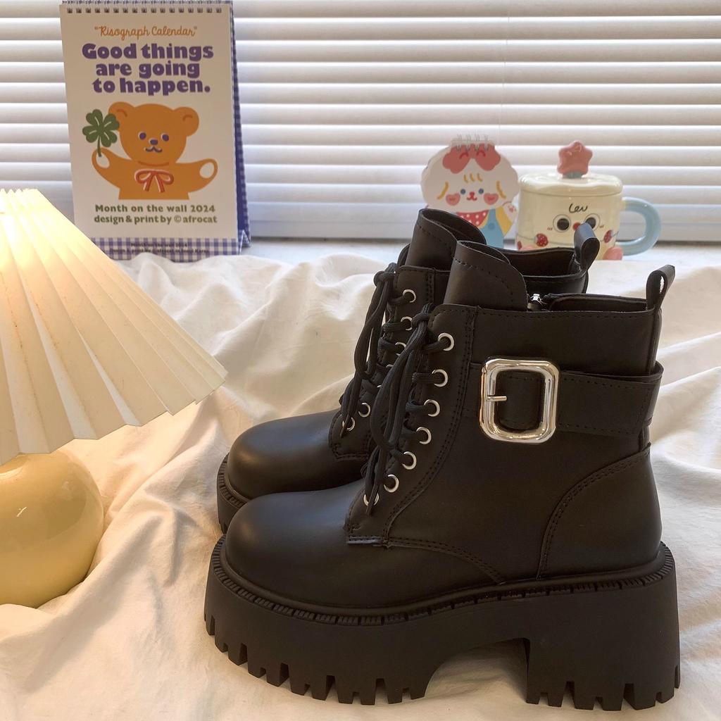 Platform Round Toe Female Short Shoes Spring Autumn Booties New In Goth Women's Ankle Boots Comfortable and Elegant Footwear