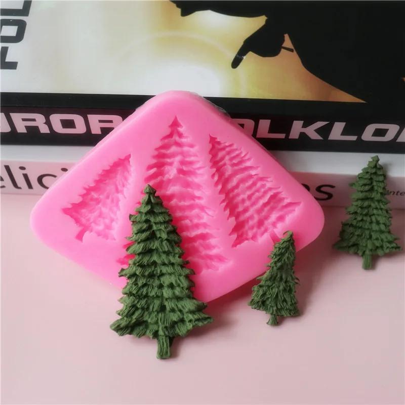 3 отверстия Силиконовая форма для рождественской елки DIY Шоколадная помадка Инструменты для украшения торта Художественные смоляные формы Кухонные инструменты для выпечки