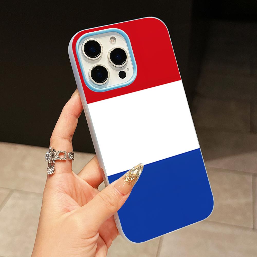 Netherland Dutch Flag Jelly Double layer Light Blue Mobile Phone Case for iPhone 17 16 15 14 13 12 11 Air Pro Max Plus