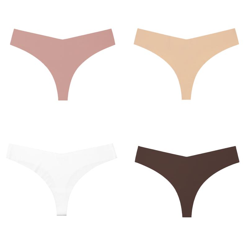 4 шт./лот, женские сексуальные трусики из ледяного шелка с низкой талией, нижнее белье без следов, стринги, женские стринги, дышащее нижнее белье, искушение, нижнее белье