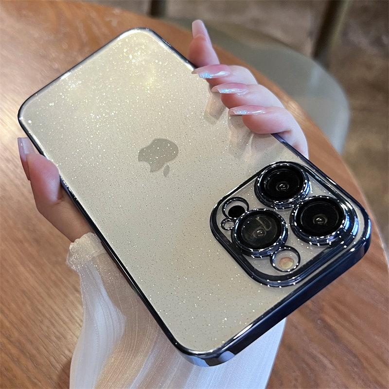 Роскошный гальванизированный блестящий чехол для телефона iPhone 11 12 13 14 15 16 Pro Max Plus Ultra прозрачный бампер противоударные чехлы крышка