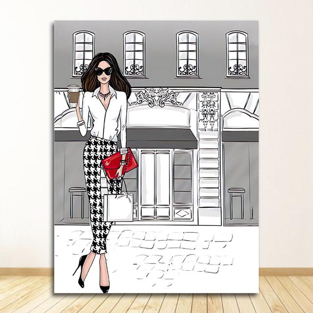 Плакаты и принты, настенные картины для гостиной, модная сумка для девочек, воздушный шар, салон шампанского, настенная живопись с принтом на холсте, скандинавская картина