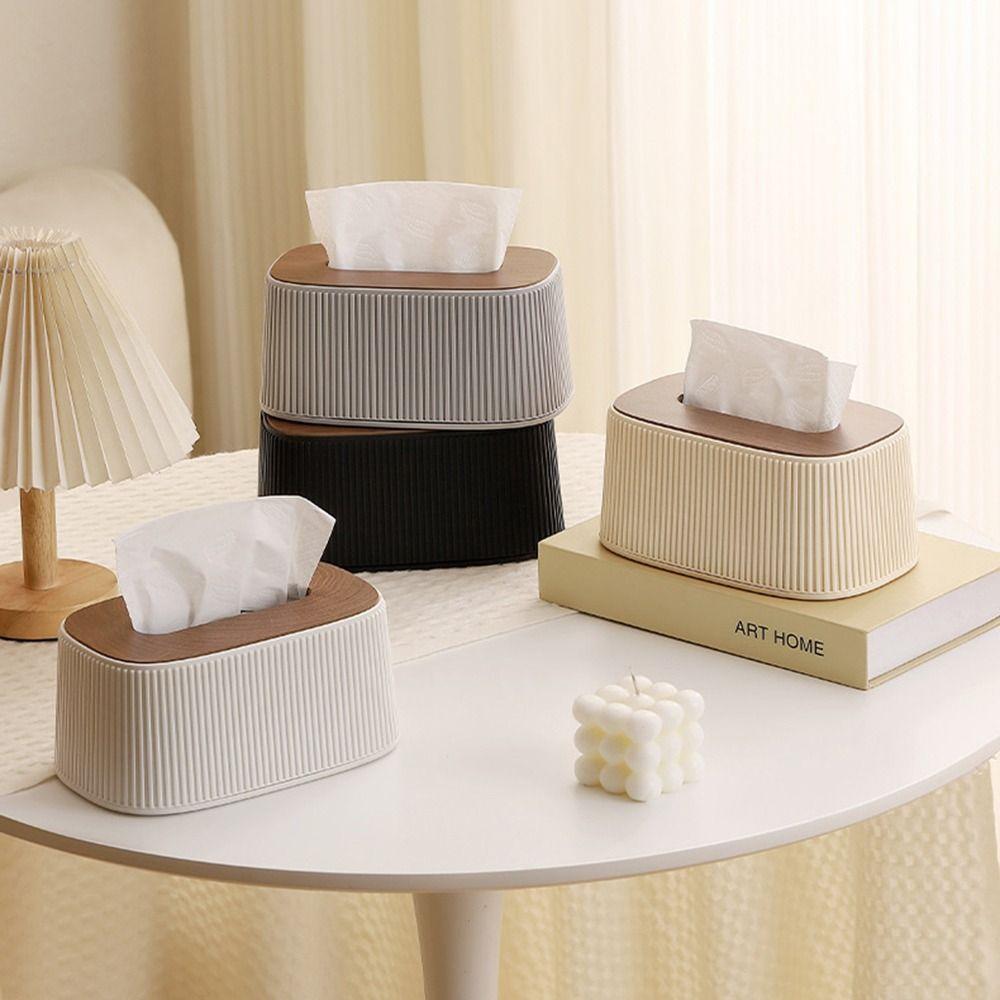 Wooden/Plastic Cover Tissue Box with Lid Large Opening Facial Tissue Holder Toilet